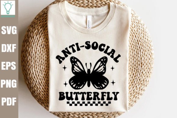 Anti-social Butterfly Retro SVG for Graphics and Crafts