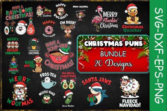 Christmas Puns SVG Bundle Graphics for Crafts
