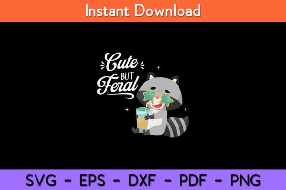 Cute But Feral Panda Raccoon Costume Graphics for Crafts