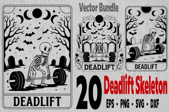 Deadlift Skeleton Tarot Card Bundle Graphics for Creative Publishers