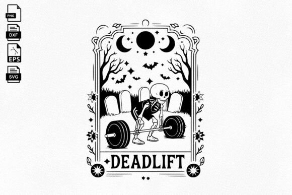 Deadlift Skeleton Tarot Card Svg Design: A Graphic Asset for Modern Publishers