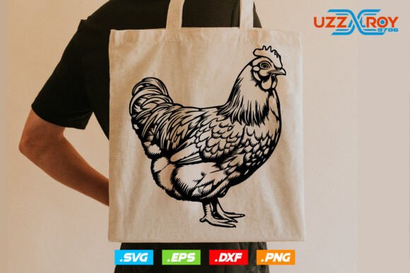 Fun Silkie Hen Graphics for Crafts