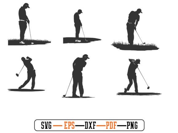 Golf Playing Svg Vector Silhouette for Crafts and Graphics