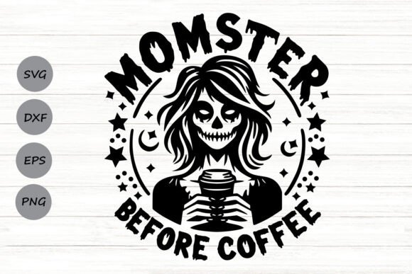 Momster Before Coffee Graphics for Local Business Branding