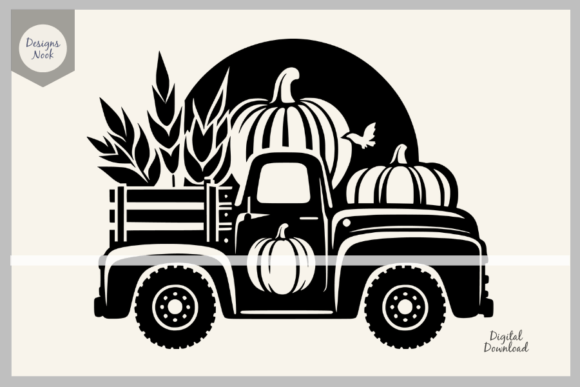 Pumpkin Truck SVG Clipart Silhouette PNG for Crafts and Graphics