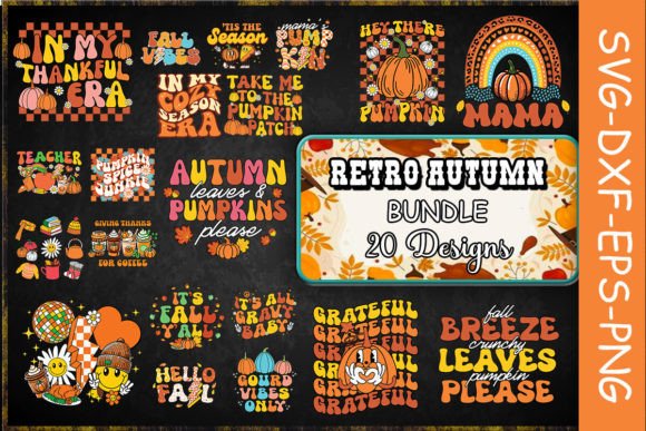 Retro Autumn SVG Bundle for Crafts and Graphics